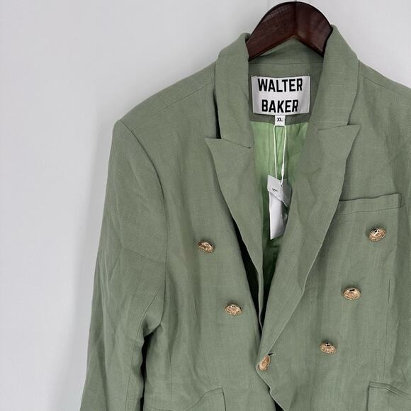 Walter Baker Phelps Linen-Blend Blazer Double Breasted in Sage Green Size XL NWT - Picture 5 of 14